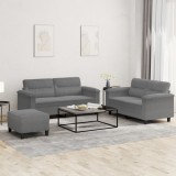 vidaXL Set de canapele cu perne, 3 piese, gri &icirc;nchis, microfibră