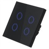 Resigilat Intrerupator Smart Touch Techstar&reg;, Wireless 2.4GHz, Sticla Securizata, Design Modern, Iluminare LED, 4 Faze, Cu NUL, Negru