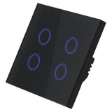 Cumpara ieftin Intrerupator Smart Touch Techstar&reg;, Wireless 2.4GHz, Sticla Securizata, Design Modern, Iluminare LED, 4 Faze, Cu NUL, Negru