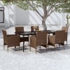 VidaXL Set de servit masa pentru grădină, 7 piese, maro și negru 3099327