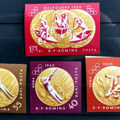 ROMANIA 1961 Medalii olimpice de aur Melbourne Roma nedantelat - MNH** - LP 528a