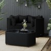 VidaXL Set mobilier relaxare grădină 4 piese cu perne poliratan negru 319792