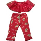 Fustita + Pantaloni bebe , tematica Craciun, 6-8 luni , 74 cm