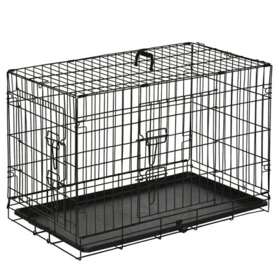Cusca pentru animale de companie, otel, ABS, pliabila, cu 2 intrari, negru, marimea S, 76x46x52 cm foto