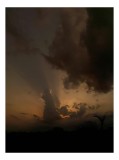 Tablou Canvas Apus Dramatic Sub Nori Intunecați Peisaj Atmosferic, 26 x 39 cm, CMCLASS