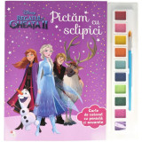 Disney. Regatul de gheata II. Pictam cu sclipici. Carte de colorat cu pensula si acuarele - Litera