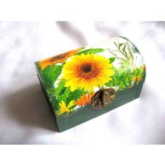 cutie de lemn decorata cu flori de floarea soarelui 28036