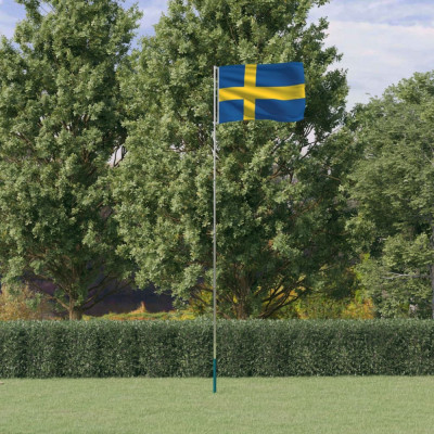 Steag Suedia si stalp din aluminiu, 5,55 m GartenMobel Dekor foto