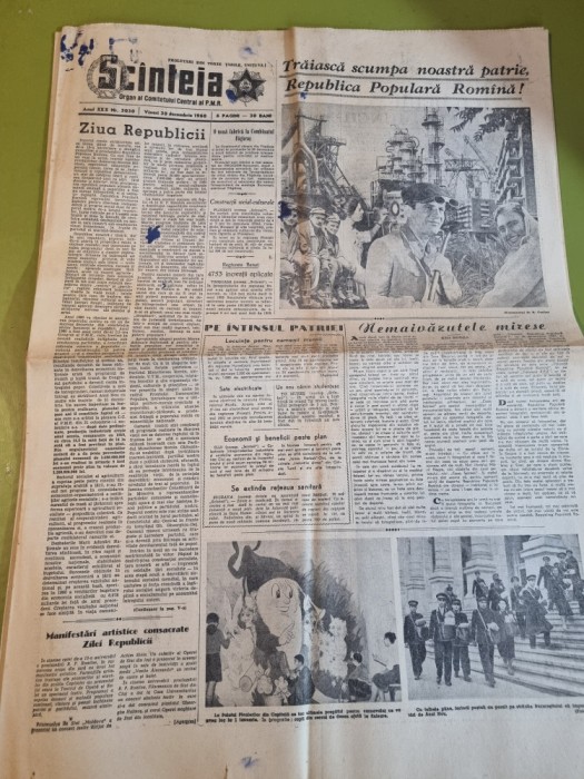 scanteia 30 decembrie 1960-art. aniversarea republicii,dolhasca,razboiul rece