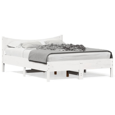 vidaXL Cadru de pat, alb, 120x190 cm, lemn masiv pin foto