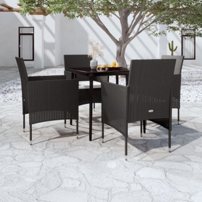 vidaXL Set mobilier de grădină cu perne, 5 piese, negru foto