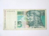 Croația 5 Kuna 1993,bancnota din imagini