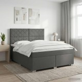 Cumpara ieftin Pat boxspring cu saltea Gri inchis 160 x 200 cm Tesatura