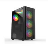 Carcasa pro gaming dune mid tower argb negru tempered glass ventilatoare suportate: 6 ventilatoare incluse: