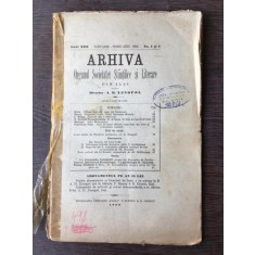 Arhiva - Organul Societatei Stiintifice si Literare Anul XIII Ianuarie-Februarie 1902 No 1-2