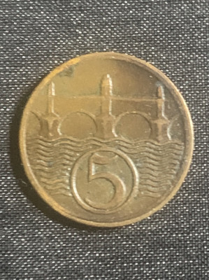 Moneda Cehoslovacia 5 haleri 1923 foto
