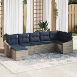 vidaXL Set de canapele pentru grădină 7 pcs Gri și bleumarin poliratan 3355484
