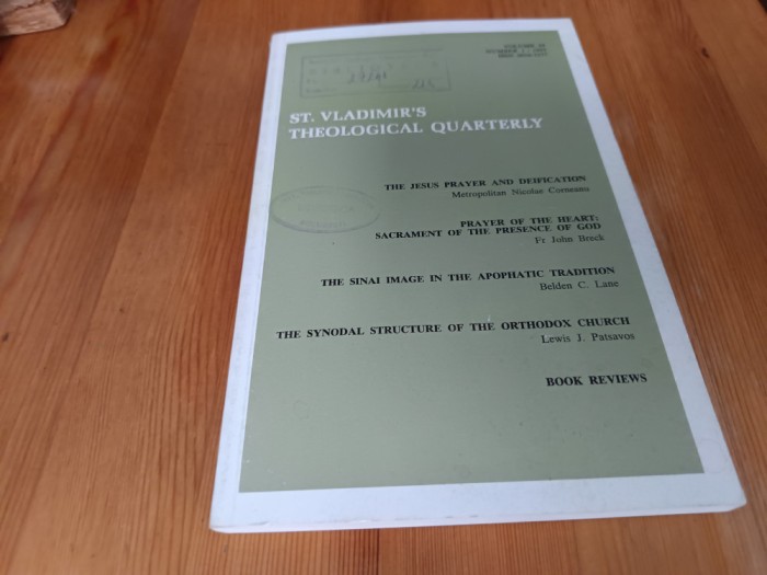 ST.VLADIMIR&#039;S THEOLOGICAL QUARTERLY.TEXTE SI RECENZII- J.BRECK,NICOLAE CORNEANU