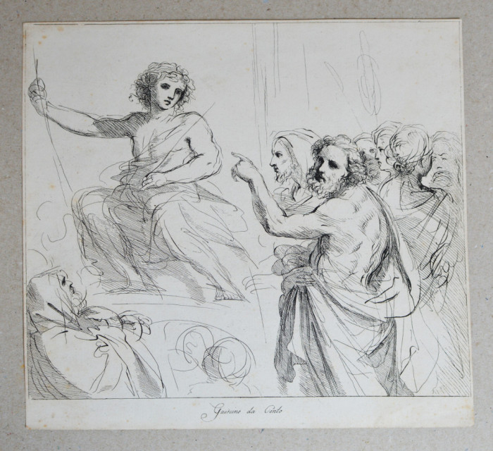 Guercino gravura veche pe hartie manuala