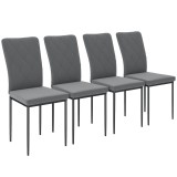 HOMCOM Set 4 Scaune de Dining in Aspect Catifelat, Scaune Tapitate Moderne cu Picioare Metalice, Pentru Dining, Dormitor, Bucatarie, Gri | Aosom Roman