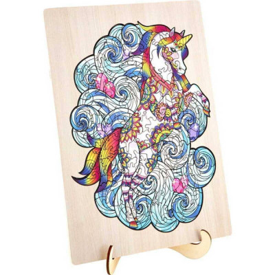 Puzzle Lemn Unicorn, 130 piese, 30x22.5 cm Grafix GR400045 foto