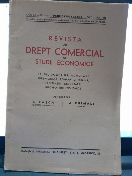 REVISTA DE DREPT COMERCIAL SI STUDII ECONOMICE NR.7-8/1940