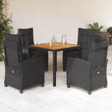 VidaXL Set mobilier de grădină cu perne, 5 piese, negru, poliratan