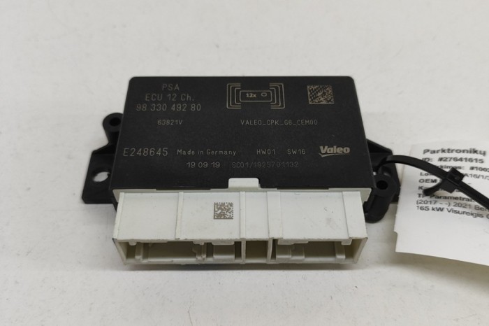 Unitate de control senzor de parcare PDC CITRO&Euml;N DS7 Crossback 2021 OEM: 9833049280,E248645 | 27641615