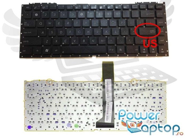 Tastatura Asus NX90 layout US fara rama enter mic, NX90J layout US fara rama enter mic, NX90JN layout US fara