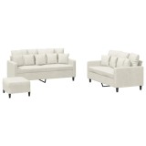 Cumpara ieftin Set de canapele cu perne, 3 piese, crem, catifea
