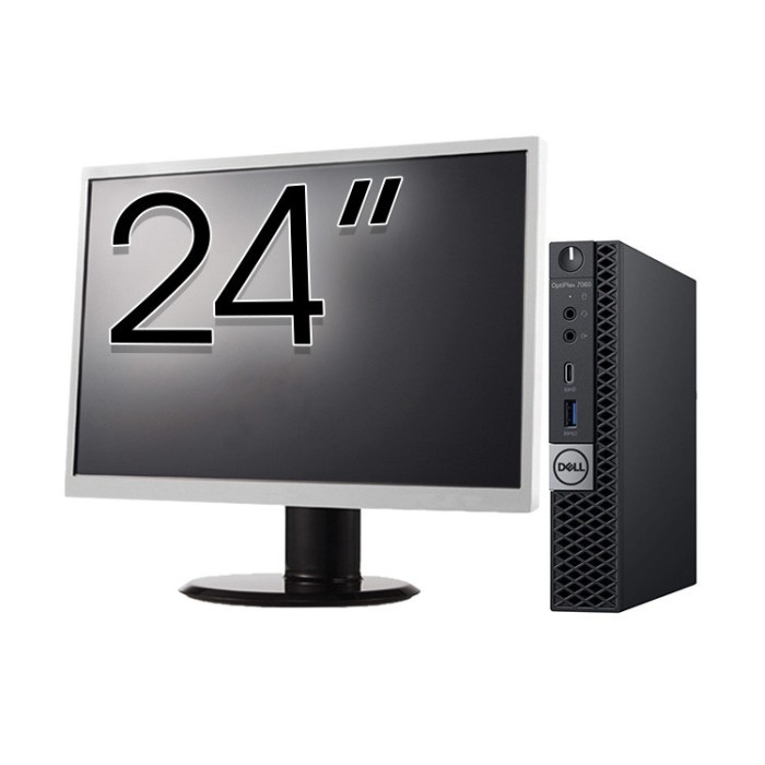 Pachet Calculator Second Hand DELL OptiPlex 7060 Mini PC, Intel Core i5-8500T 2.10 - 3.50GHz, 16GB DDR4, 512GB SSD + Monitor 24 Inch NewTechnology Med