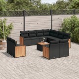 Cumpara ieftin Set canapele de grădină, 12 piese, cu perne, negru, poliratan