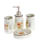 Set patru accesorii baie din ceramica cu flori