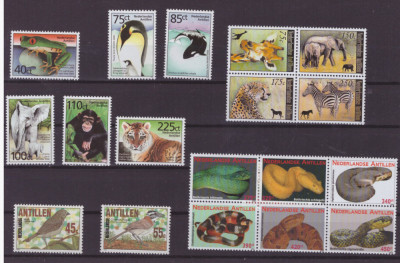 178-ANTILELE OLANDEZE-FAUNA-Lot de 18 timbre nestampilate MNH foto