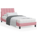 VidaXL Pat cu saltea, Hanko, roz, 90x190 cm, catifea 3208573