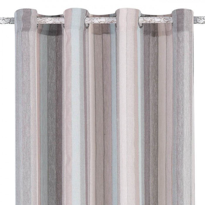 Perdea Decorativă, Model Dungi, Inele, Poliester, Dimensiuni 140x260 cm, Multicolor