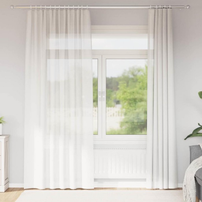 Perdele Voile cu buzunare pentru bare 2 buc Alb