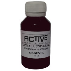 Cerneala refill Universala ACTIVE, 100 ml, Magenta / Rosu, compatibila cu cartuse inkjet HP, Lexmark, Canon