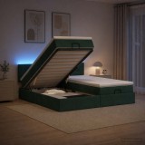 Cumpara ieftin Pat Ottoman cu Saltea si LED Verde inchis 200 x 200 cm Catifea