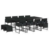 Cumpara ieftin Set mobilier de gradina cu perne, 13 piese, negru, poliratan