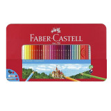 Set 60 creioane colorate, 4 accesorii incluse, cutie metalica, Faber-Castell