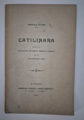 Carte veche 1907 Pompiliu Eliade Catilinara foto