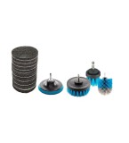 Cumpara ieftin Set de perii si discuri Ferrex, 14 Piese, 3 perii, 1 taler slefuire si 10 discuri, Multifunctional, Negru/Albastru