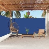 Copertina Laterala Retractabila Albastra 180x600cm Poliester, Aluminiu, Otel. Paravan vant, soare, intimitate. Gradina, terasa, balcon