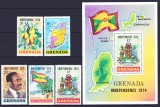 DB1 Independenta 1974 Grenada 4 v. + SS MNH, Nestampilat
