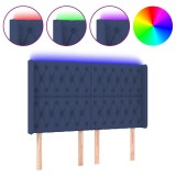 Cumpara ieftin Tablie de pat cu LED, albastru, 163x16x118/128 cm, textil