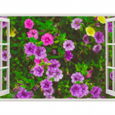 Autocolant decorativ, Fereastra, Arbori si flori, Multicolor, 83 cm, 278ST