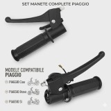 Set Manete Frana si Acceleratie Piaggio Ciao, Bravo, Si, Maneta Stanga + Dreapta cu Mansoane, Negru , TM Motorcycle Parts , Ciao , Bravo , Si
