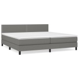 Cumpara ieftin Pat box spring cu saltea, gri inchis, 200x200 cm, textil