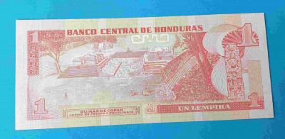 Bancnota Honduras 1 Lempira 1997 - serie CC3507449 - UNC Superba foto